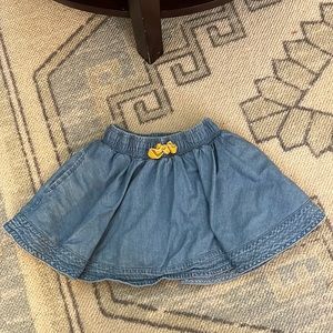Mini Boden size 3-4 year denim skirt with floral liner